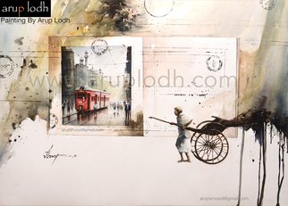 Arup Lodh: 'faded manuscript', 2018 Watercolor, Cityscape. Artist Description: Recreate the Magic of EnjoyingKolkata - a word woven with mystery. A city with as many unique interpretations as its people. Italways remained at the center of our curiosities and discussions. There is one more Kolkata which is being passed over to us through stories and tales ...