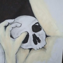 skull painting on canvas By Ashley Everett