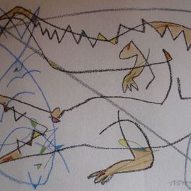 Ashok Kumar: 'crocodile', 2007 Pencil Drawing, Abstract Figurative. Artist Description:  crocodile ...