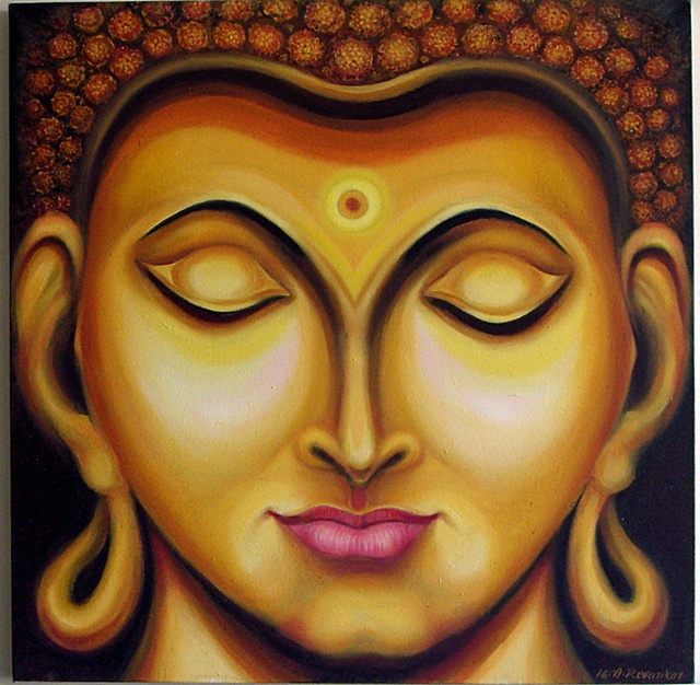 Artist Ashok Revankar. 'Gautam Buddhas Face' Artwork Image, Created in 2016, Original Painting Oil. #art #artist