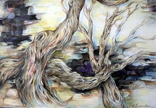 Ashok Revankar: 'Tre Trunk Beauty', 2008 Other, nature.  Realestic tree drawing in colour pencil. ...