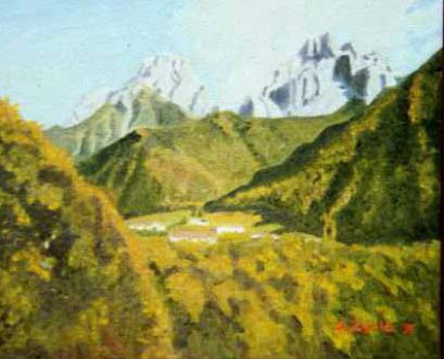 Artist Aurelio Zerla. 'Italian Mountain View' Artwork Image, Created in 1992, Original Painting Acrylic. #art #artist