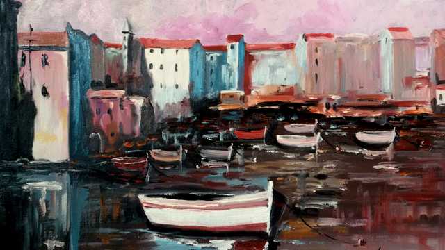 Artist Rok Lekaj. 'Mediterranean Port' Artwork Image, Created in 2011, Original Painting Oil. #art #artist