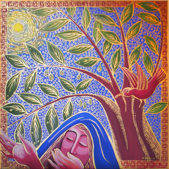 Artist Angela Treat Lyon. 'The Gift Of The Olive Tree' Artwork Image, Created in 2012, Original Painting Other. #art #artist