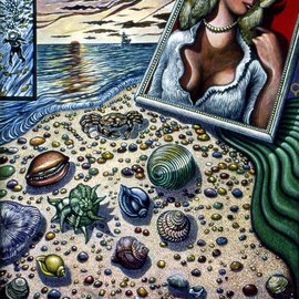 Austen Pinkerton: 'She Sells Sea Shells by the Sea Shore', 1986 Acrylic Painting, Other. 