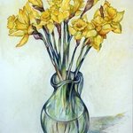 daffodils in glass vase By Austen Pinkerton