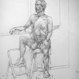Austen Pinkerton: 'indigo life study number 3', 2018 Graphite Drawing, Life. Artist Description: portrait figure study nude ...