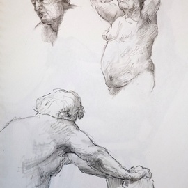 Austen Pinkerton: 'three studies of john', 2019 Pencil Drawing, Life. Artist Description: Friday s production at the Life Drawing Group: First. . . . Three ten minute studies of John , 21 x 3,0 cm, Pencil and blender....