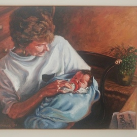 John Threadgill: 'nany', 2020 Acrylic Painting, Naturalism. Artist Description: Grandmother wit new grandaughter...