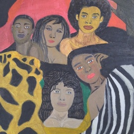 Bryan Davis: 'prideful ladies of africa', 2019 Oil Painting, People. Artist Description: This is a oil based painting of some laddies from Africa as my 4th African collection peace. A battle buddie of mine inspired me to paint them with there bare shoulders being proud. ...