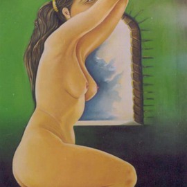 Samer- Bani: 'soft-curves', 1999 Oil Painting, nudes. Artist Description: A standing nude blessed with a creative beauty and contentment....