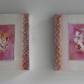 Susan Baquie: 'a rose is a rose', 2010 Mixed Media, Beauty. Artist Description: These small paintings of roses are acrylic paint, string, pvc and fillers on canvas on 2 stretchers, each 20 x 20 cms. ...
