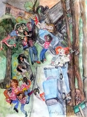 Barb Mann: 'the seed , the tree I grew', 2014 Watercolor, Family. Artist Description:   Yes the seed grew and you won't believe how big it is. ...