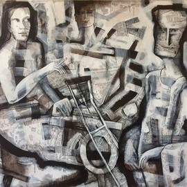 Otar Chakvetadze: 'in the cafe', 2019 Ink Drawing, Abstract. Artist Description: original art...