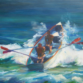 Susan Barnes: 'Through the Breakers', 2008 Oil Painting, Boating. 
