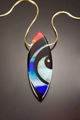 Dolores Barrett: 'Ellipsis', 2006 Fused Glass, Abstract.  Intricately carved sections of glass, fused and hand- polished.  Diamond accent with a 14/ 20K gold 18