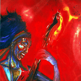 Barry Boobis: 'Esperenza Spalding painting artwork Blue Apostle', 2012 Acrylic Painting, Music. Artist Description:  The great female bass player delivers  the Lord's work through the Blues!                                                      ...