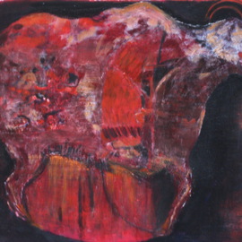 Becky Soria: 'Red Bull', 2011 Acrylic Painting, Abstract Figurative. Artist Description:               from the series Primitive