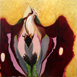 Becky Soria: 'floreo apex', 2019 Acrylic Painting, Abstract Figurative. Artist Description: Looking at the long tradition of the feminine, fertilization been symbolized through the floral, seeds, plants  ...