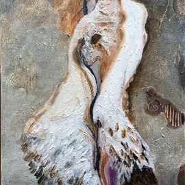 Becky Soria: 'shedding the plumes', 2023 Acrylic Painting, Abstract Figurative. Artist Description:  From the series  Gaia s Oracle   suggestive, sensitive abstract figure figure...
