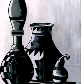 Benjamin Oppong -danquah: 'AFRICAN POTS', 2005 Acrylic Painting, Still Life. Artist Description:  Painting on canvas African pots, used by people in Ghana and Africa as a whole to store water and drinks by the chiefs and elders. This can also be done in a collage form and in different sizes. ...