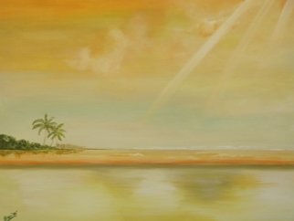 Benjamin Oppong -danquah: 'PASSIONATE', 2006 Acrylic Painting, Representational.  This is painting ( acrylics) showing a real scene from part of elmina beach in Ghana near the elmina castle. ...