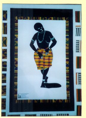 Benjamin Oppong -danquah: 'THE TRADITIONAL DANCER', 2005 Collage, Culture.  Wall hanging. Cut and paste art depicting a traditional woman in a traditional dress dancing Adowa a traditional dance of the people of Akan. ...