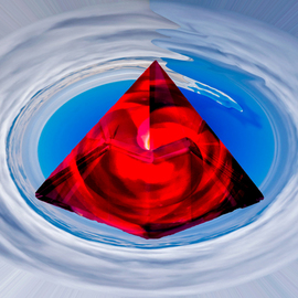 Bruno Paolo Benedetti: 'red crystal pyramid', 2015 Digital Photograph, Surrealism. Artist Description: Red crystal pyramid inside a clouds vortex in the sky. Symbolic representation of Rubedo, the third step of the alchemy, the achievement of self awareness and enlightenment. Single copy printed on Kodak Endura metallic paper, signed and numbered on the back.Buy RM License on 
