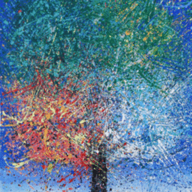 Benjie Herskowitz: 'The Four Seasons', 2010 Acrylic Painting, nature. Artist Description: The four seasons are represented in vivid color. Acrylic paint is splattered onto the canvas creating lively movement and motion. Giclee prints are also available.Benjie Herskowitz...