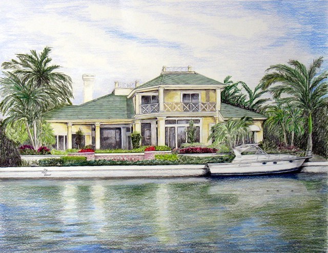 Artist Ron Berry. 'Draw My Home On The Bay' Artwork Image, Created in 2008, Original Drawing Pencil. #art #artist