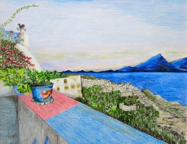 Artist Ron Berry. 'Overlooking The Islands' Artwork Image, Created in 2011, Original Drawing Pencil. #art #artist