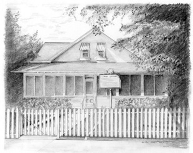 Artist Ron Berry. 'Palm Cottage' Artwork Image, Created in 2007, Original Drawing Pencil. #art #artist
