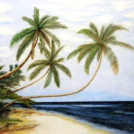 Palms Over White Beach By Ron Berry