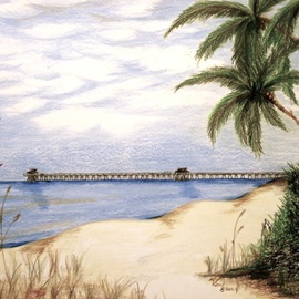Ron Berry: 'Pier From 16th Ave S', 2014 Pencil Drawing, Beach. 