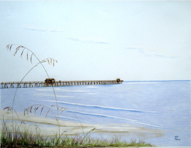 Ron Berry  'Pier And Seagrass 4b', created in 2013, Original Drawing Pencil.
