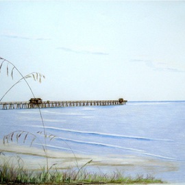 Ron Berry Artwork Pier and Seagrass 4b, 2013 Pencil Drawing, Beach