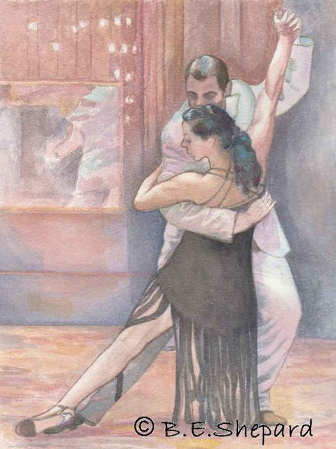 Artist Barbara Shepard. 'Tango Dancers  Eleanora And Martin' Artwork Image, Created in 2009, Original Painting Ink. #art #artist