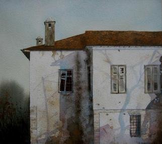 Bessie Papazafiriou: 'House With Shadows', 1999 Watercolor, Landscape.      House With Shadows depicts an old Greek house I found in the mountains of Pilio, Greece.  I was fascinatd by this place and its timelessness.  This wonderful house expresses both the atmosphere and sense of mystery one experiences there.Limited edition - signed and numbered...