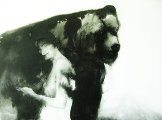 Julia Bezshtanko: 'with the bear', 2020 Ink Drawing, Nudes. paper, ink...