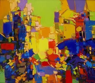 Oleg Bezyuk: 'Amber Blues', 2009 Oil Painting, Cityscape.  oil, canvas, semi- abstract, abstract, cityscape ...