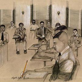 Major Cobb: 'Word For The Day', 2011 Pencil Drawing, Inspirational. Artist Description:   Historical Black College Mens Bible study. Grambling State University 1991  ...