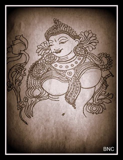 Artist Bincy Mb. 'Indian Goddess' Artwork Image, Created in 2016, Original Paper. #art #artist