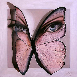 Bita Mohabbati: 'God Eyes', 2009 Oil Painting, Fantasy. Artist Description: woman, butterfly...