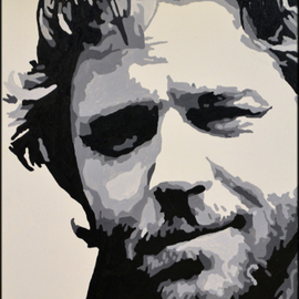 Andrew Ward: 'Crowe', 2011 Acrylic Painting, Portrait. Artist Description:  movie star, celebrity, famous, portrait, man, pose, male portrait, monochrome   ...