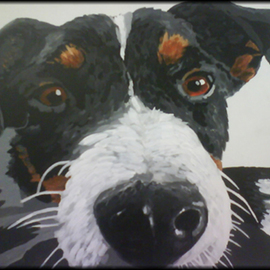 Andrew Ward: 'Reuben', 2010 Oil Painting, Animals. Artist Description:  Reuben the Jack Russell terrier. Dog portrait, comical,  ...