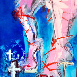 B Moody: 'GOD LOVE THE CATHOLIC CHURCH', 2014 Mixed Media, Outsider. Artist Description:  ACRYLIC / PASTEL OVER MONOTYPE ON PAPER( framed, matted and under glass)       ...