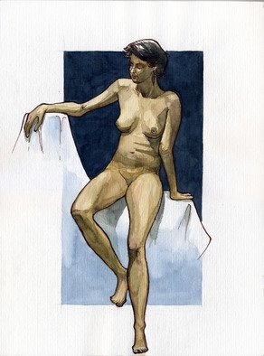 Julia Bolshakova: 'Nude', 2015 Ink Drawing, nudes.   Nudes, Women, Indianink, watercolor   ...