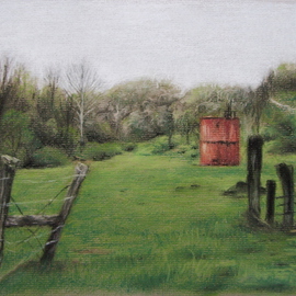 Bonie Bolen: 'Annes well', 2004 Pastel, Landscape. Artist Description:    Colored pastel drawing on colored paper.    ...