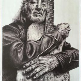 Bonie Bolen: 'Willie Nelson and Trigger, small print ', 2016 Pencil Drawing, Music. Artist Description: Original drawing from a photographers view. Original not for sale but this photo shows prints that are available. Thank you....