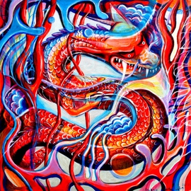 Sylwia Borkowska: 'Year of the Dragon', 2012 Acrylic Painting, Spiritual. 